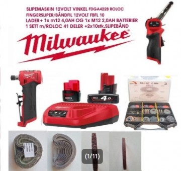 MILWAUKEE SLIPEMASKINSETT m/utstyr