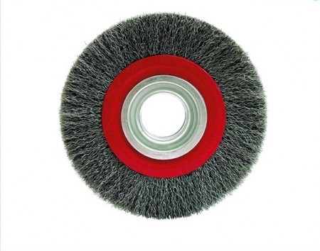 KRYMPET STÅLTRÅD SIRKULÆR BØRSTE FOR BENKSLIPER